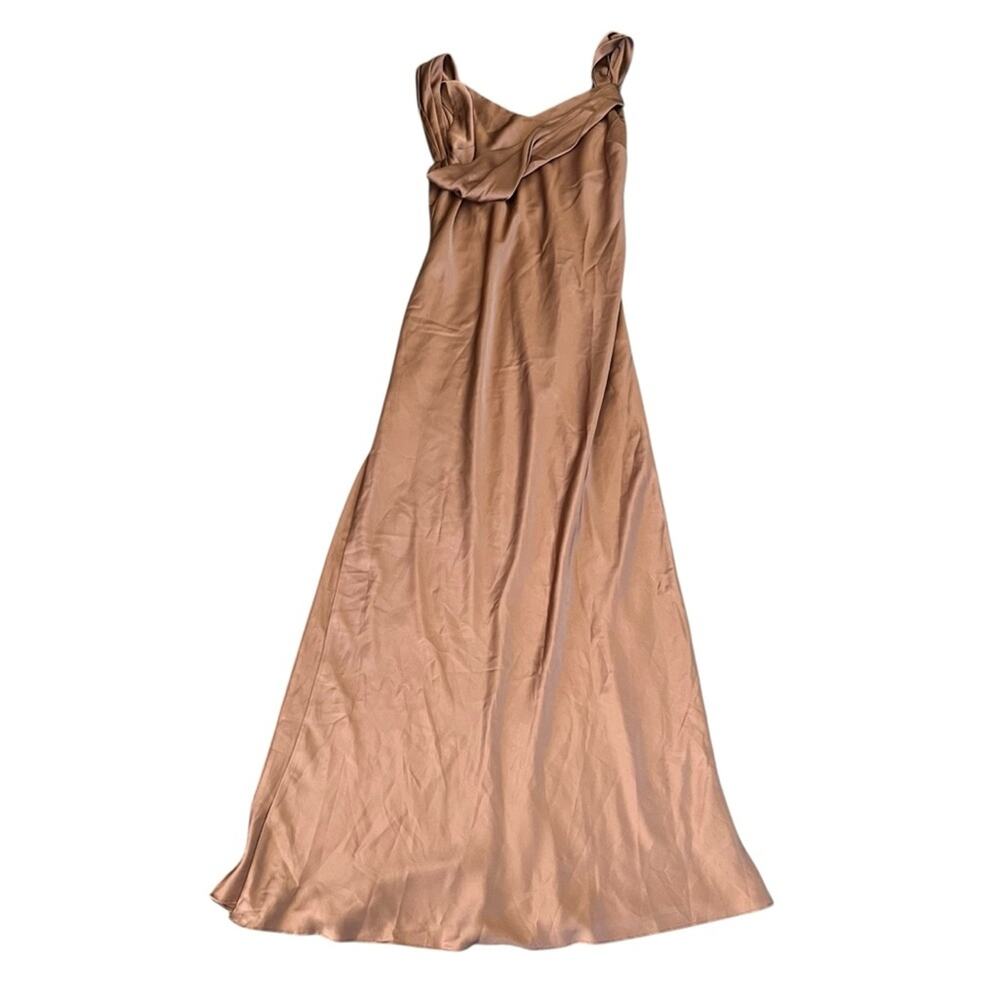 Fame and Partners Francois Bronze Satin Draped Maxi Dress Size 12 NWT - Picture 13 of 14